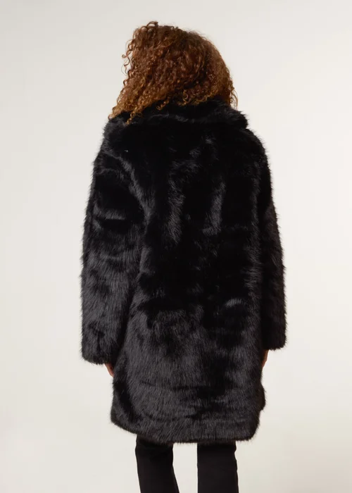 Blue Vanilla Black Faux Fur Long Coat - M Image 4
