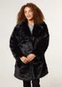 Blue Vanilla Black Faux Fur Long Coat - M Image 1