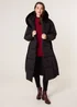 Blue Vanilla Black Long Puffer Faux Fur Hooded Coat - L Image 3