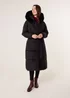 Blue Vanilla Black Long Puffer Faux Fur Hooded Coat - L Image 1