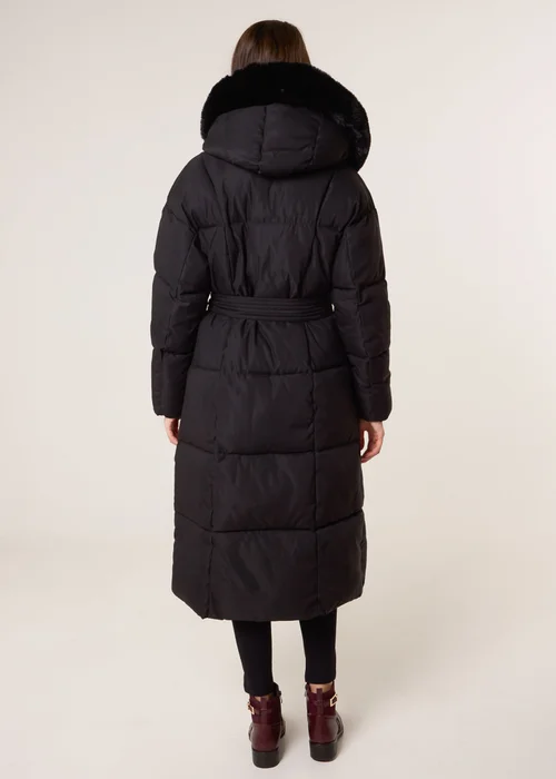 Blue Vanilla Black Long Puffer Faux Fur Hooded Coat - L Image 4