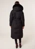 Blue Vanilla Black Long Puffer Faux Fur Hooded Coat - L Image 4