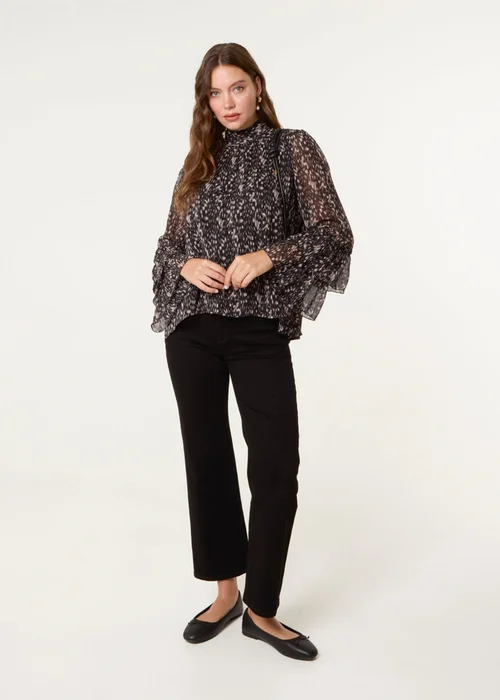 Blue Vanilla Black Frill Sleeve Blouse - Small/Medium Image 2