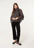 Blue Vanilla Black Frill Sleeve Blouse - Small/Medium Image 2