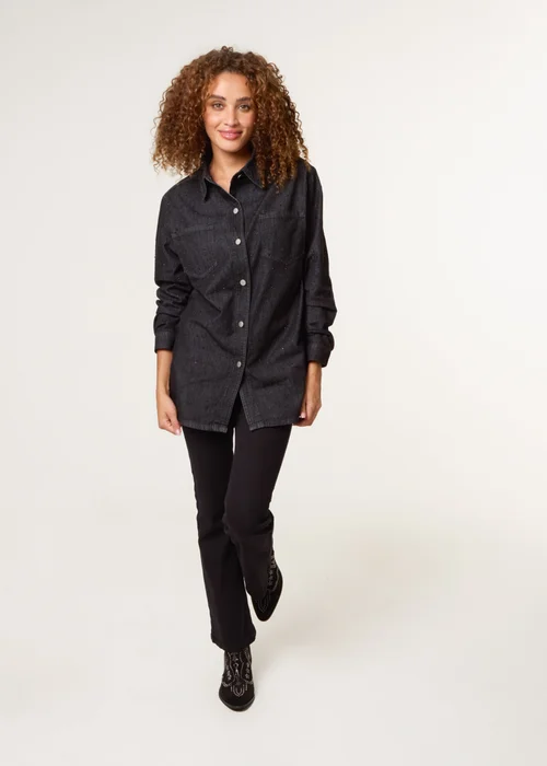 Blue Vanilla Black Long Sleeved Denim Shirt - Medium Image 2
