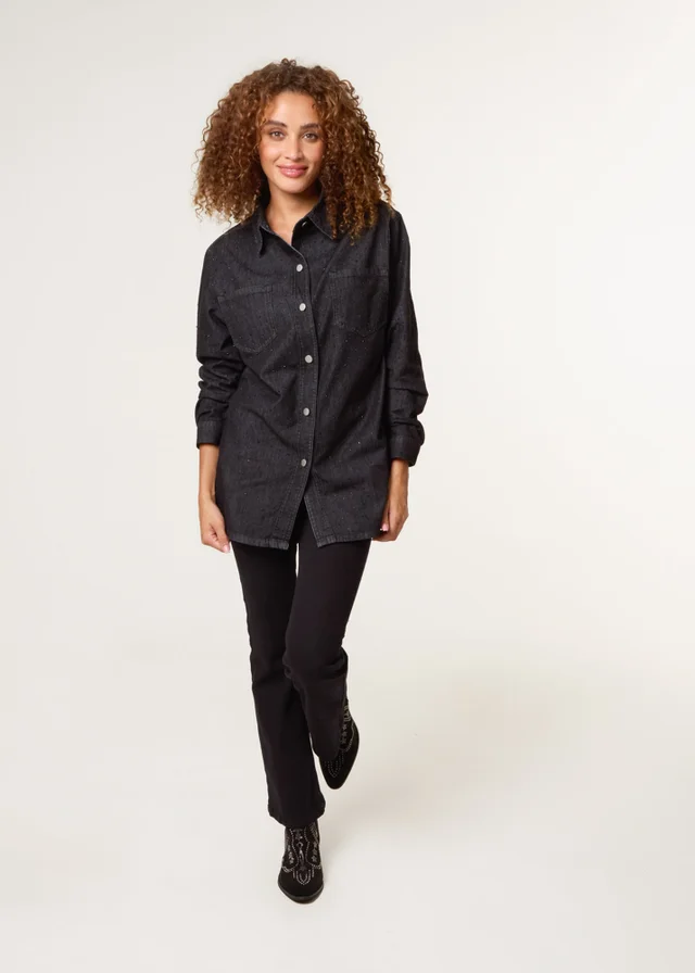 Blue Vanilla Black Long Sleeved Denim Shirt