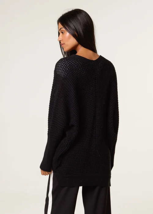 Blue Vanilla Black Textured Cardigan - One Size Image 4