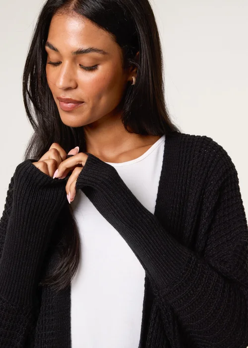 Blue Vanilla Black Textured Cardigan - One Size Image 3