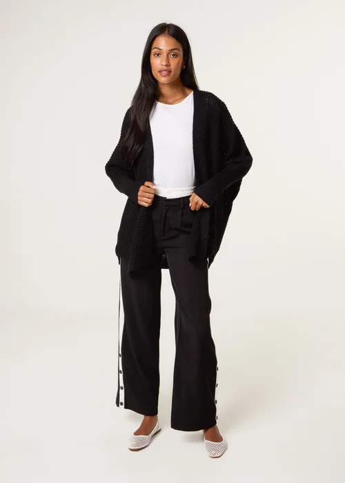 Blue Vanilla Black Textured Cardigan - One Size Image 2