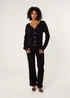 Blue Vanilla Black V Neck Diamante Button Cardigan - S/M Image 2