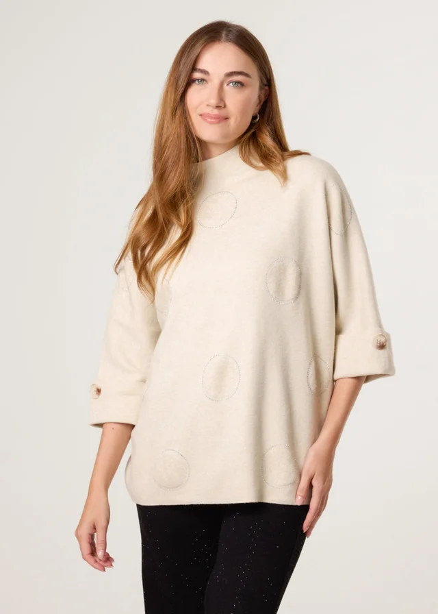 Blue Vanilla Stone Circle Rhinestone Jumper