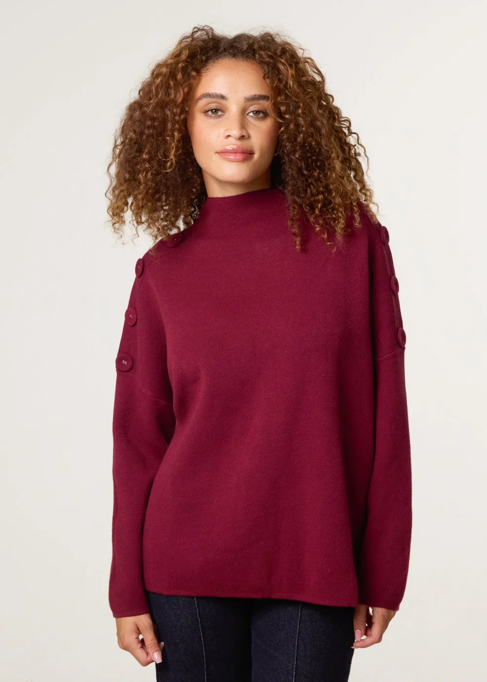 Blue Vanilla Red Button Shoulder Jumper - Large/Extra Large Image 1