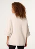 Blue Vanilla Beige High Neck Fabric Button Sleeve Jumper - Small/Medium Image 4