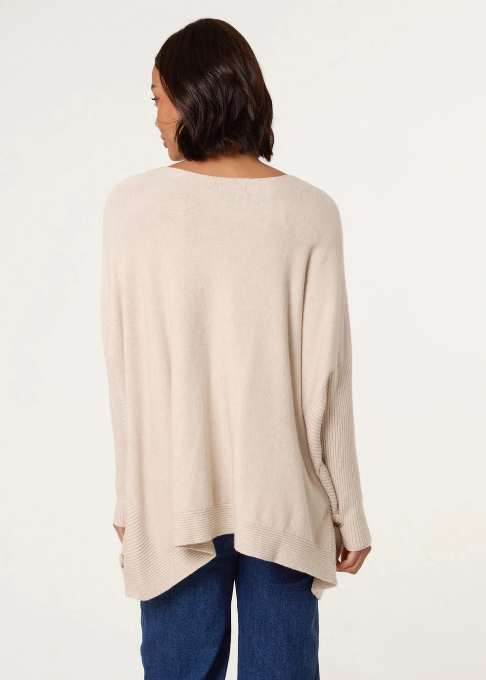 Blue Vanilla Stone Boxy Jumper With Buttons - One Size Image 4