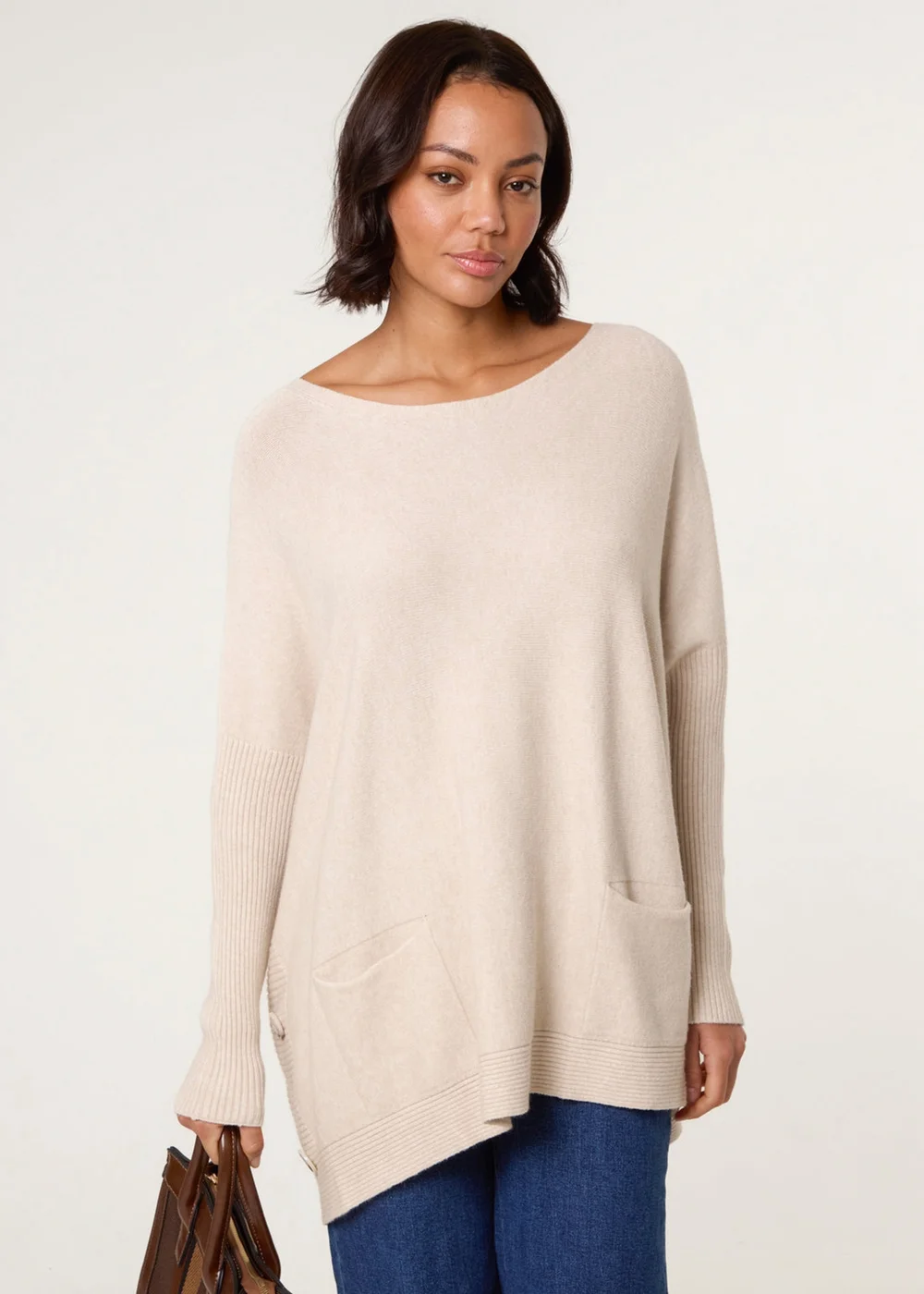 Blue Vanilla Stone Boxy Jumper With Buttons - One Size Image 1