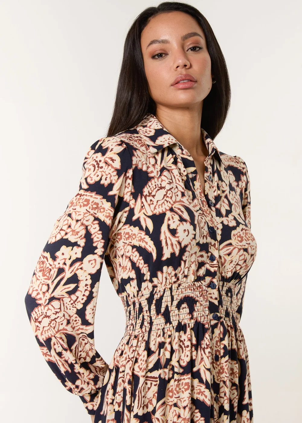 Blue Vanilla Navy Border Print Shirt Dress - XL Image 2