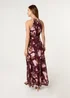 Blue Vanilla Burgundy Mesh Halter Neck Belted Maxi Dress - L Image 5