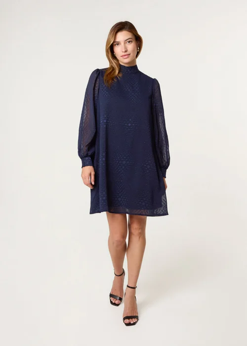 Blue Vanilla Navy High Neck Shift Dress - 10 Image 2