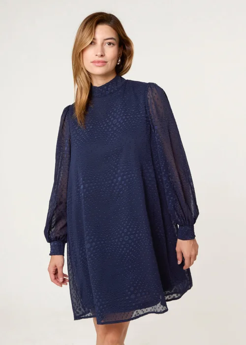 Blue Vanilla Navy High Neck Shift Dress - 10 Image 4