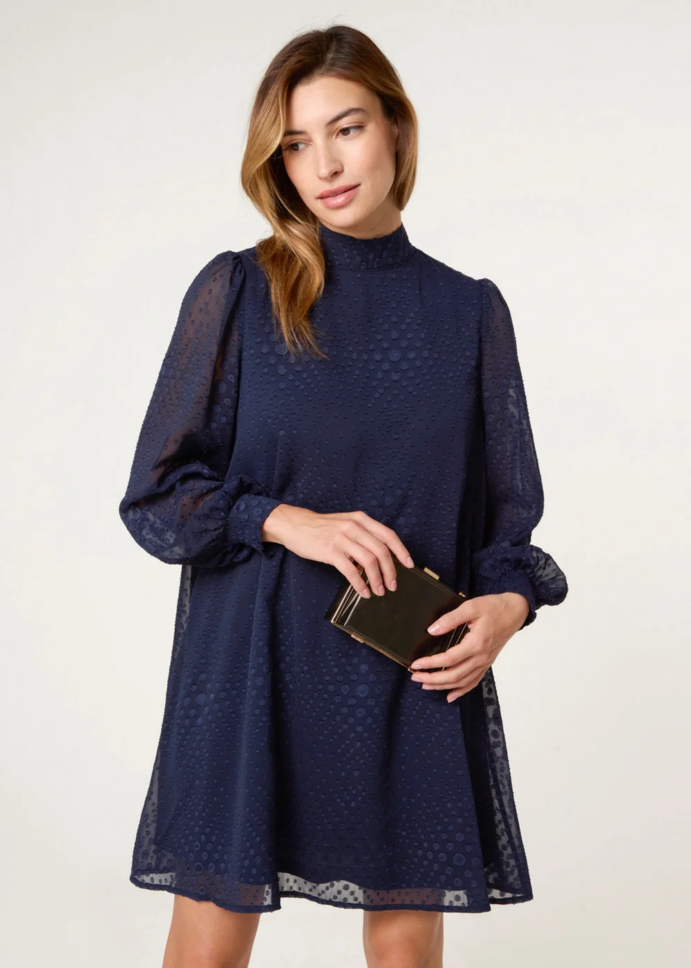 Blue Vanilla Navy High Neck Shift Dress - 10 Image 1