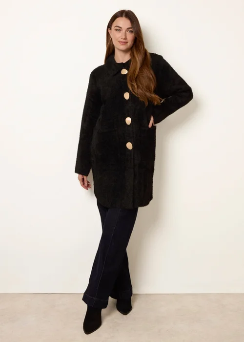 Blue Vanilla Black Overcoat With Classic Collar - S/M Image 3