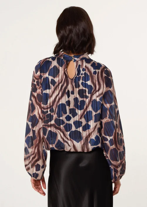 Blue Vanilla Navy Metallic Stripe Puffball Blouse - Small/Medium Image 4