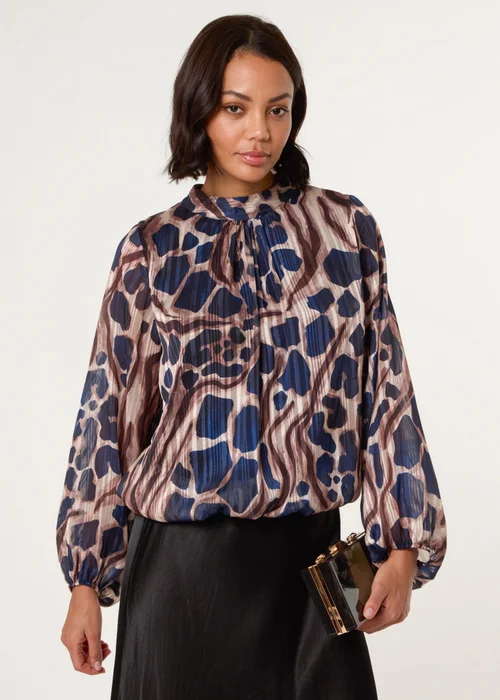 Blue Vanilla Navy Metallic Stripe Puffball Blouse - Small/Medium Image 1