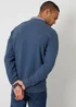 Threadbare Blue Mock Shirt Textured Knitted Jumper - Large Image 2
