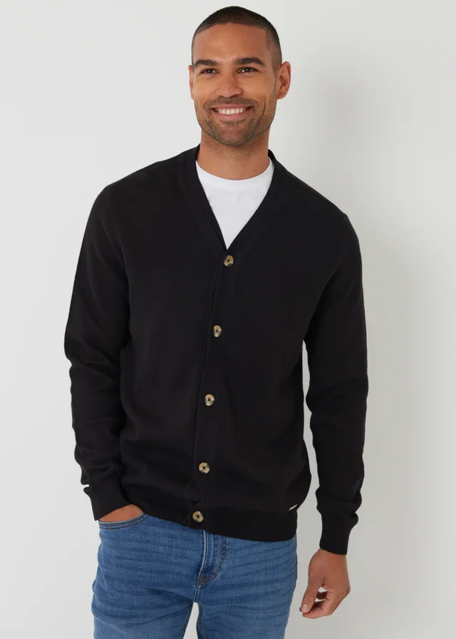 Threadbare Black Cotton Blend Knitted Cardigan