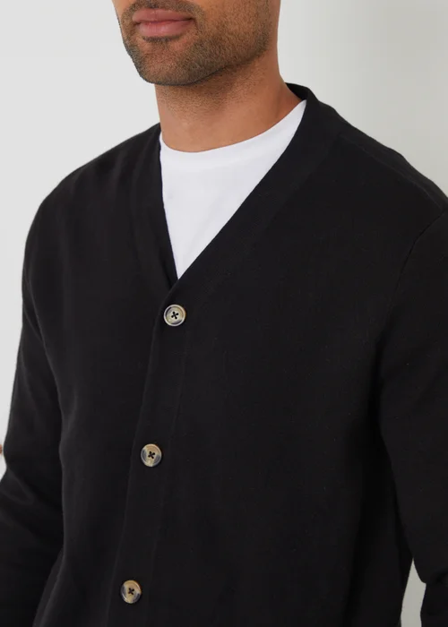 Threadbare Black Cotton Blend Knitted Cardigan - Small Image 4