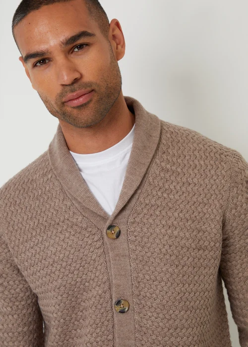Threadbare Taupe Shawl Collar Knitted Cardigan - XXL Image 4