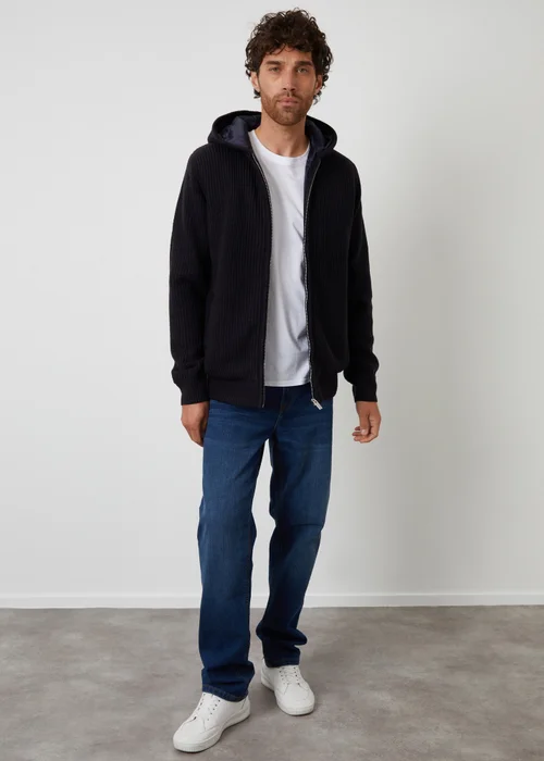 Threadbare Navy Padded Knitted Jacket With Puffer Lining - S Image 3