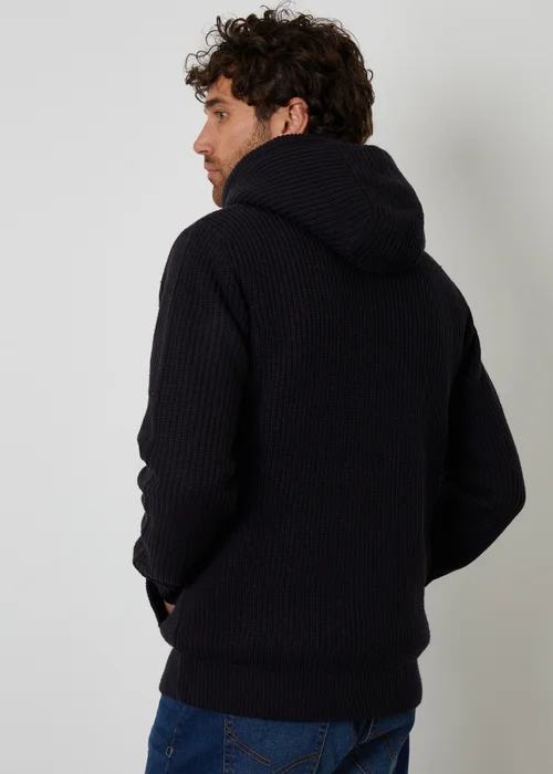 Threadbare Navy Padded Knitted Jacket With Puffer Lining - S Image 2