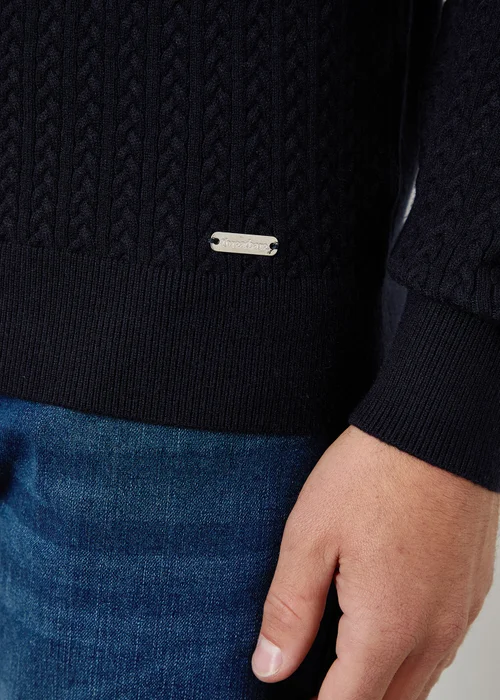 Threadbare Navy Cable Knit Rib Crew Neck Jumper - Small Image 4