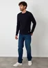 Threadbare Navy Cable Knit Rib Crew Neck Jumper - Small Image 3