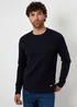 Threadbare Navy Cable Knit Rib Crew Neck Jumper - Small Image 1