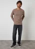 Threadbare Taupe Cable Knit Rib Crew Neck Jumper - Medium Image 4
