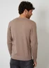 Threadbare Taupe Cable Knit Rib Crew Neck Jumper - Medium Image 2