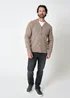 Threadbare Taupe Rib Knit Button Up Cardigan - Large Image 3