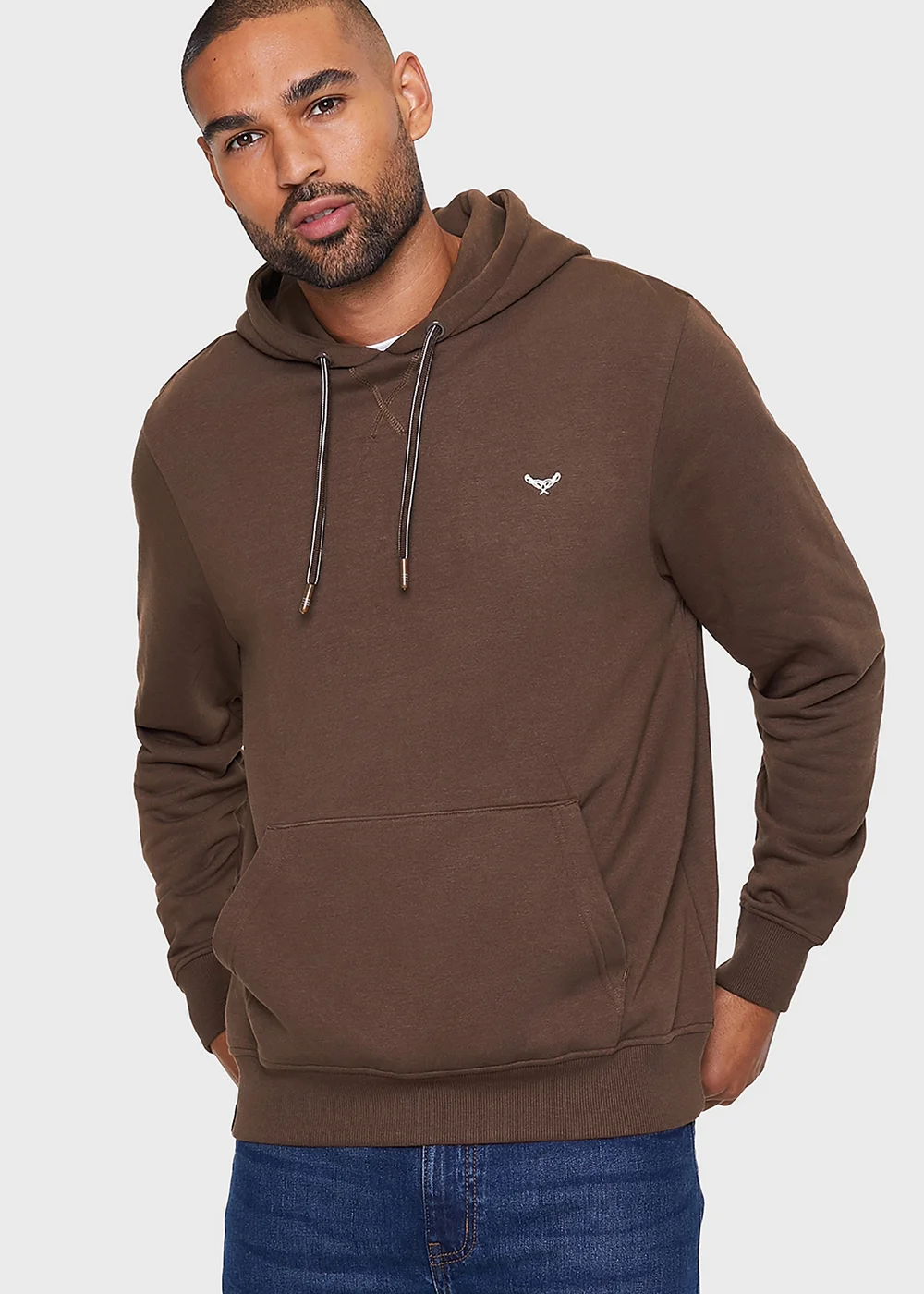 Threadbare Chocolate Cotton Blend Pullover Hoody - XL Image 1