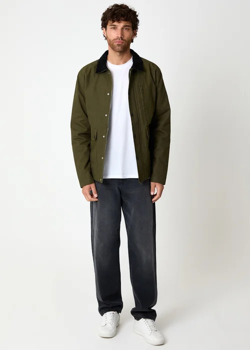 Threadbare Khaki Cotton Twill Lightweight Jacket - M Image 3