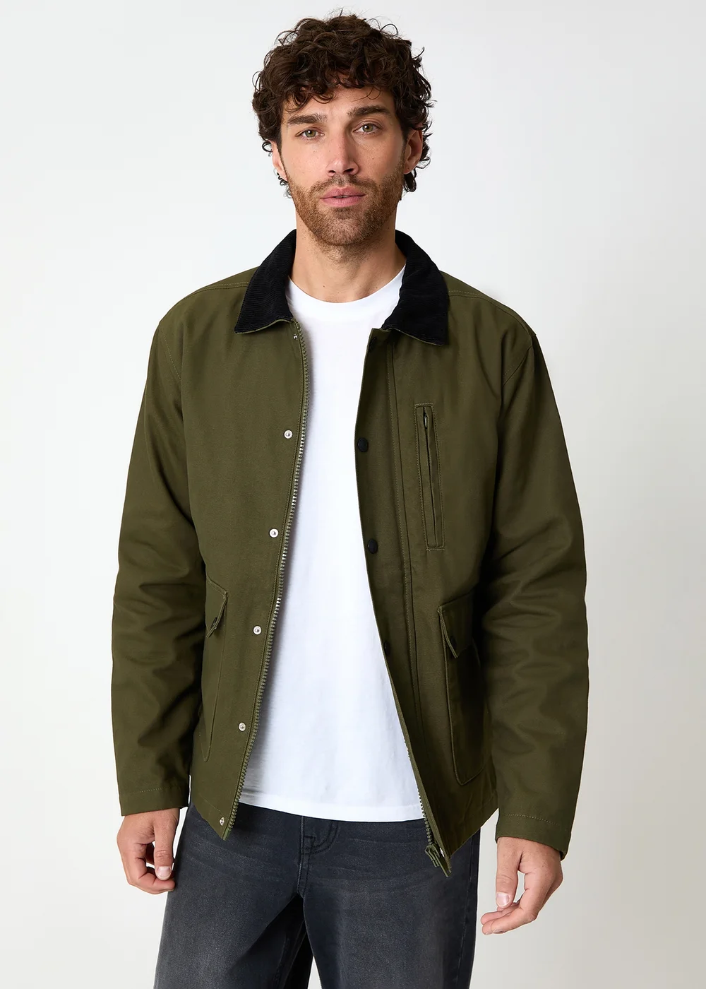 Threadbare Khaki Cotton Twill Lightweight Jacket - M Image 1
