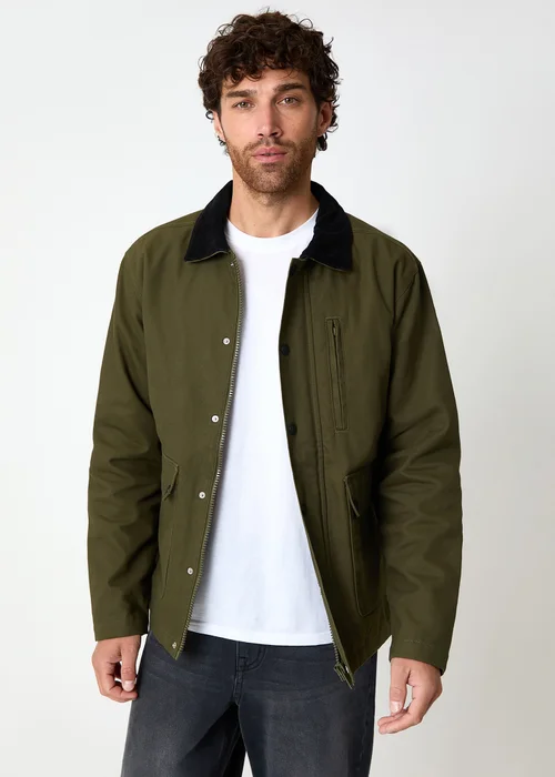 Threadbare Khaki Cotton Twill Lightweight Jacket - M Image 1