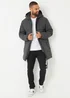 Threadbare Charcoal Showerproof Longline Padded Jacket - S Image 3