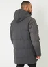 Threadbare Charcoal Showerproof Longline Padded Jacket - S Image 2