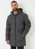 Threadbare Charcoal Showerproof Longline Padded Jacket - S Image 5