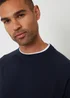 Threadbare Navy Mock Tee Textured Knit Crew Neck Jumper - XXL Image 4