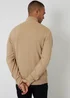 Threadbare Taupe Mini Cable Knit Quarter Zip Jumper - Large Image 2