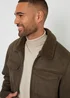 Threadbare Khaki Faux Suede Borg Lined Aviator Jacket - S Image 3