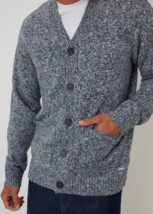 Threadbare Navy Cotton Blend Knitted Button Up Cardigan - Small Image 4